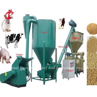 Hammer Feed Mill Machine With Crusher And Mixer For Poultry Animal Farm 220V 6KW Ada